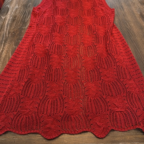 🟣 LAUREN MICHELLE RED KNIT SLEEVELESS CARDIGAN SIZE LARGE - Picture 6 of 7